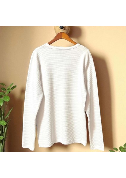 Cep Detaylı Waffle Sweatshırt Beyaz fiyatları