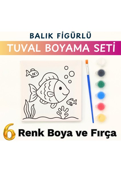 Minikler Için Tuval Boyama Seti – Akrilik Boya, Ön Çizimli Kanvas ve Fırça Hediyeli