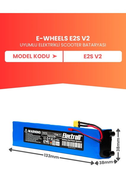 E-Wheels E2S V2 Uyumlu Batarya (Yüksek Kapasite) 36V 8000MAH Pil Elektrikli Scooter Bataryası fiyatları