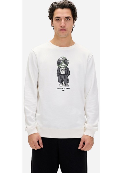 Gator Beyaz Erkek Baskılı Sweatshirt
