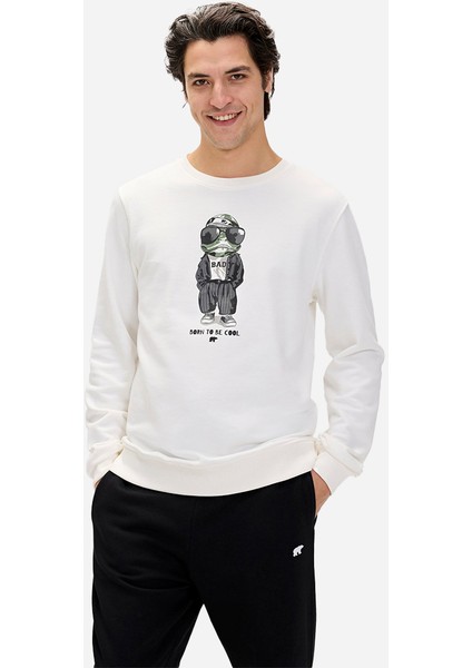 Gator Beyaz Erkek Baskılı Sweatshirt modelleri