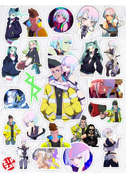 Cyberpunk Edgerunners Anime Telefon Laptop Bullet Journal Yapışkanlı Folyo Sticker Paketi