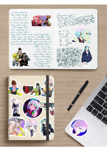Cyberpunk Edgerunners Anime Telefon Laptop Bullet Journal Yapışkanlı Folyo Sticker Paketi modelleri