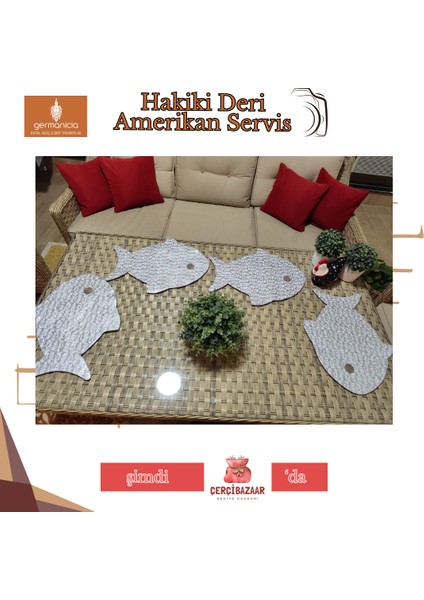 Balık Şekilli Hakiki Deri Amerikan Servis/runner – 41X32 cm 1 Adet modelleri