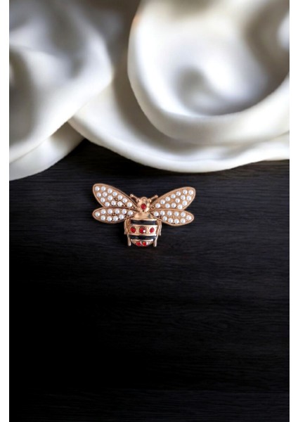 Arı Model Örgü Çanta Aksesuar ve Deri Çanta Süsü ( Incili - Gold Renk )