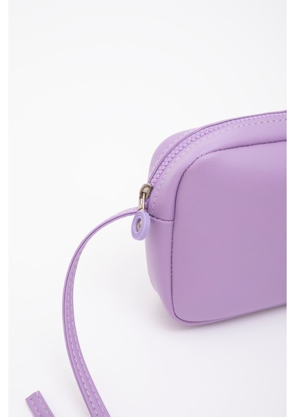 Lila U23 Suni Deri ,tek Bölmeli, Fermuarlı,süet Iç Kumaş, Ayarlanabilir Askılı, Mini Urban Omuz Çantası