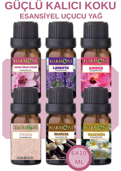 Favori Set Esansiyel Uçucu Yağ Buhurdanlık Yağı Hava Nemlendirici Aroma Difüzörü Kokusu Esans 6X10ML