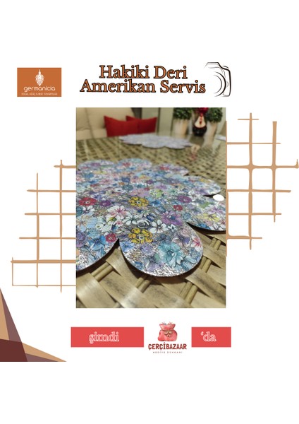 Hakiki Deri Amerikan Servis / Runner – Çiçek Desenli 1 Adet