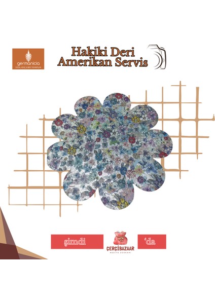Hakiki Deri Amerikan Servis / Runner – Çiçek Desenli 1 Adet