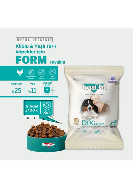 Adult Dog Form Tavuklu ve Balıklı Yetişkin Köpek Maması, 100 gr x 5 Adet, Tüm Irklar Için, Doğal, Şekersiz fiyatları