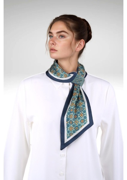 Vintage Esintili Çiçek Desenli Modern Tasarım Kadın Kravat Fular modelleri