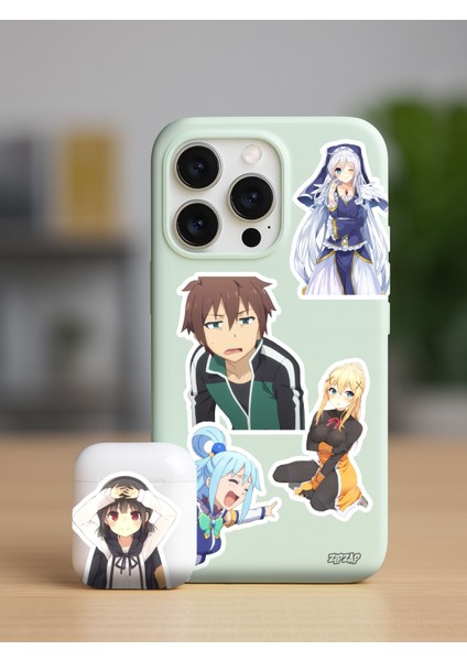 Konosuba Anime Telefon Laptop Bullet Journal Yapışkanlı Folyo Sticker Paketi fiyatları