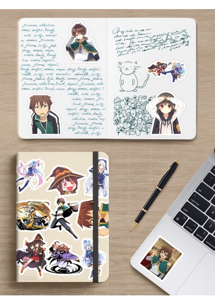 Konosuba Anime Telefon Laptop Bullet Journal Yapışkanlı Folyo Sticker Paketi modelleri