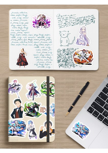 Re Zero Anime Telefon Laptop Bullet Journal Yapışkanlı Folyo Sticker Paketi modelleri
