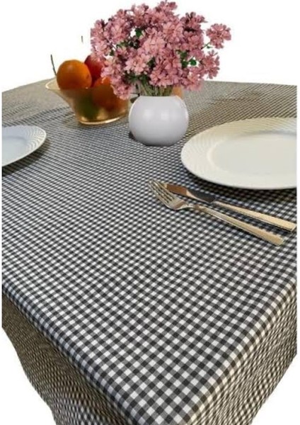 Siyah Ekoseli Sofra Bezi – 160X160 cm | Modern ve Masa Şıklığı