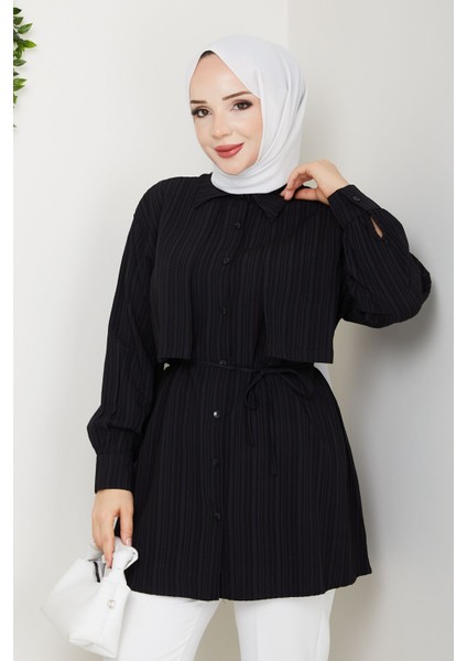 Kadın Belden Kuşaklı Gömlek -PMK434