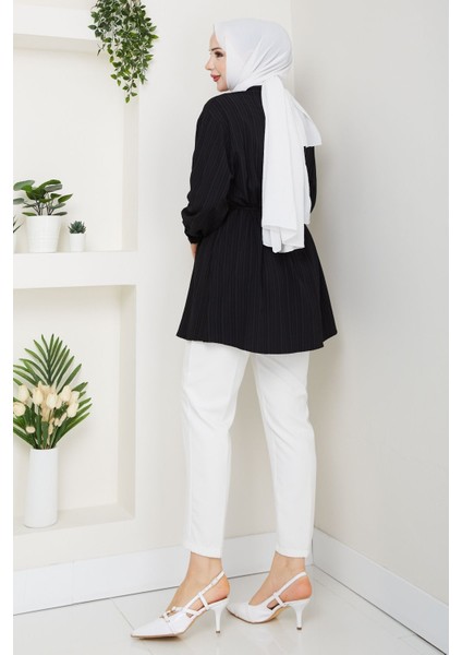 Kadın Belden Kuşaklı Gömlek -PMK434 fırsatları