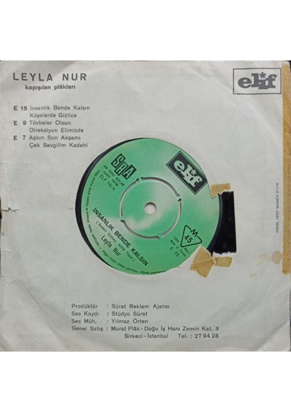 Leyla Nur – Insanlık Bende Kalsın / Köşelerde Gizlice Dönem Tr Baskı 45 Lik fiyatları
