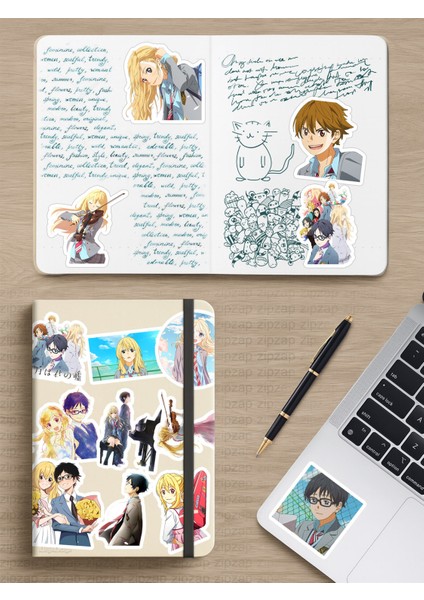 Your Lie In April Anime Telefon Laptop Bullet Journal Yapışkanlı Folyo Sticker Paketi modelleri