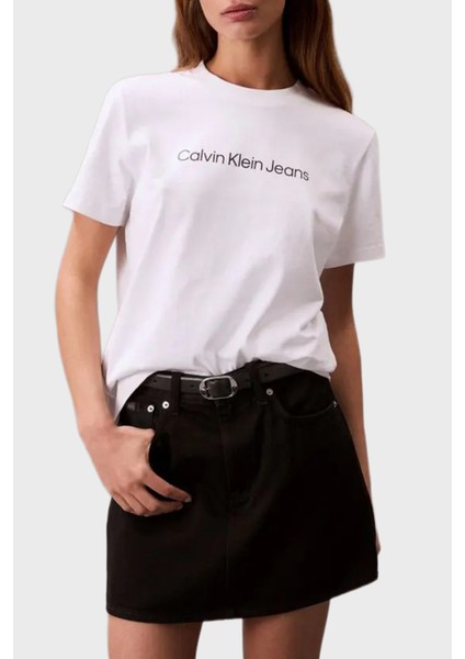 % 100 Pamuk Regular Fit Bisiklet Yaka Logolu T Shirt LV047C912GYAA Bayan T Shirt LV047C912G Yaa