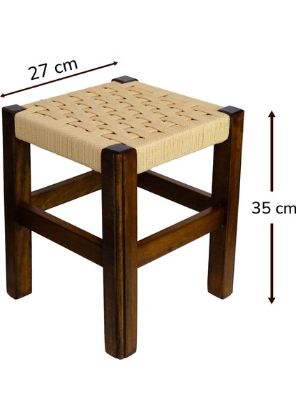 El Yapımı Ahşap Örmeli Hasır Tabure 35 cm | Şık ve Zarif Tasarım fiyatları