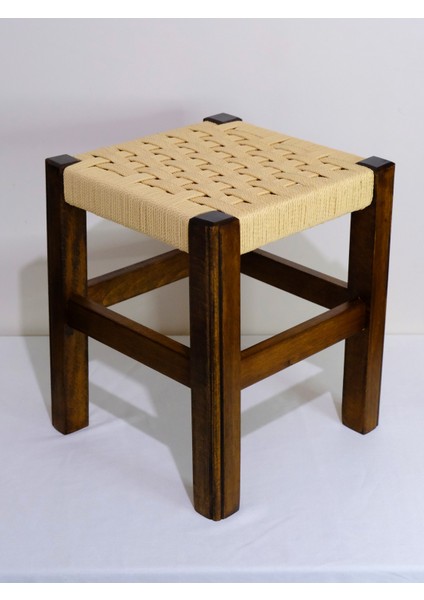 El Yapımı Ahşap Örmeli Hasır Tabure 35 cm | Şık ve Zarif Tasarım modelleri