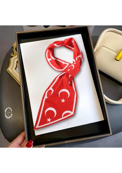 Türk Bayrağı Desenli Şık Kadın Kravat Fular indirimleri