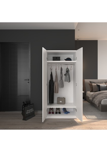 2 Kapaklı Elbise Dolabı BEYAZ80