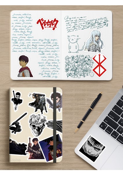 Berserk Anime Telefon Laptop Bullet Journal Yapışkanlı Folyo Sticker Paketi modelleri