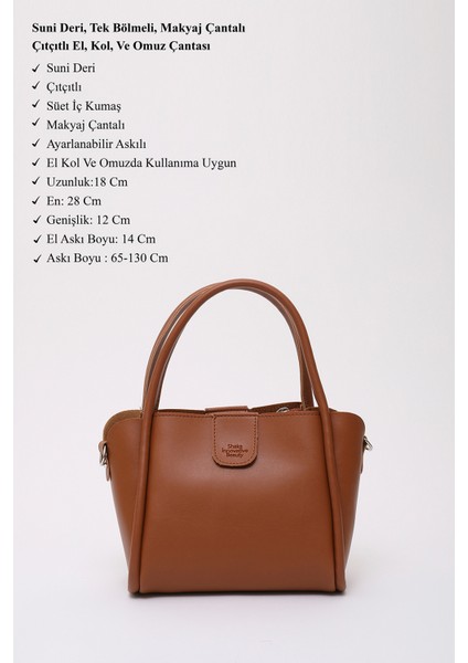 Taba SHK190 Suni Deri Çıkarılabilir Makyaj Çantalı Çıtçıtlı El, Kol ve Omuz Çantası modelleri