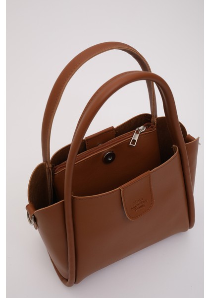 Taba SHK190 Suni Deri Çıkarılabilir Makyaj Çantalı Çıtçıtlı El, Kol ve Omuz Çantası