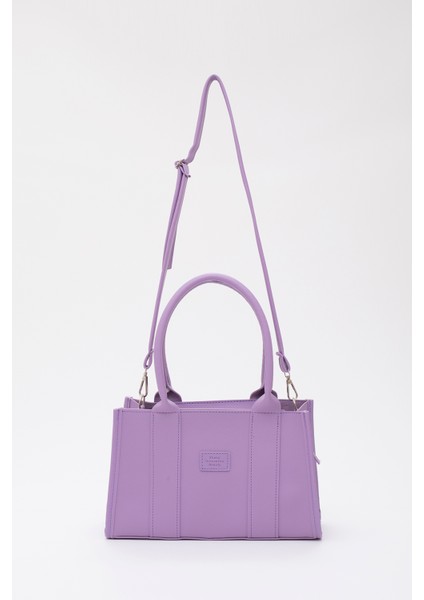 Lila Shk83 Deri Tek Bölmeli Fermuarlı Çift Askılı El, Kol Ve Omuz Çantası U:17 E:27 G:10