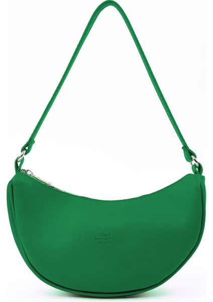 Çimen Yeşili SHK26 Tek Bölmeli Suni Deri El ve Omuz Çantası U:12 E:26 G:6 cm