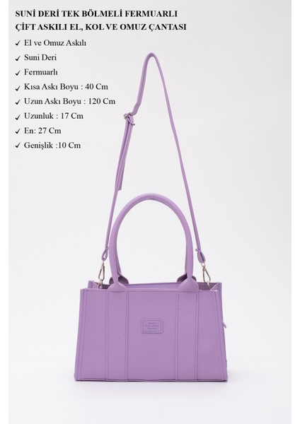 Lila Shk83 Deri Tek Bölmeli Fermuarlı Çift Askılı El, Kol Ve Omuz Çantası U:17 E:27 G:10 modelleri
