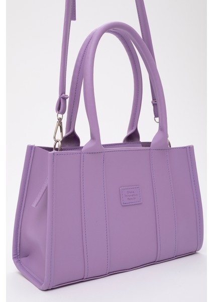 Lila Shk83 Deri Tek Bölmeli Fermuarlı Çift Askılı El, Kol Ve Omuz Çantası U:17 E:27 G:10 indirimleri