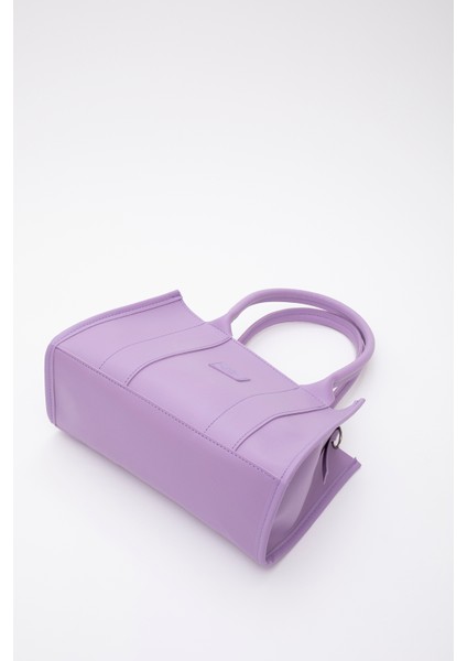 Lila Shk83 Deri Tek Bölmeli Fermuarlı Çift Askılı El, Kol Ve Omuz Çantası U:17 E:27 G:10