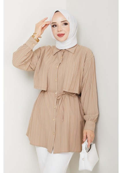 Kadın Belden Kuşaklı Gömlek -PMK434