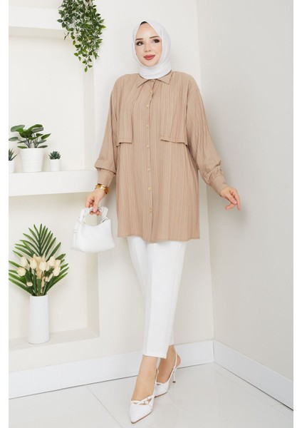 Kadın Belden Kuşaklı Gömlek -PMK434 fiyatları