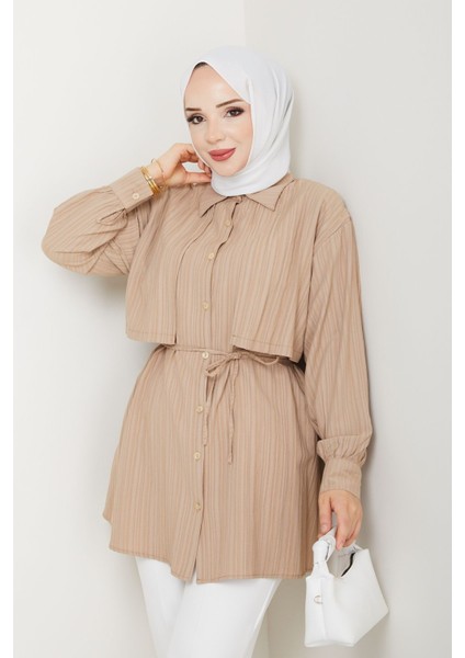 Kadın Belden Kuşaklı Gömlek -PMK434 modelleri