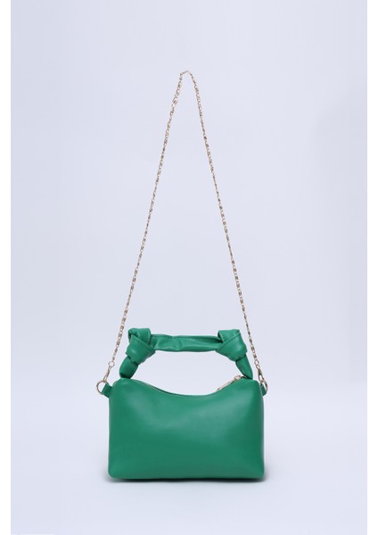 Çimen Yeşili SHK24 Orjinal Soft Deri Düğüm Detaylı Zincir Askılı El ve Omuz Çantası U:14 E:22 G:8 cm fırsatları