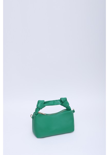 Çimen Yeşili SHK24 Orjinal Soft Deri Düğüm Detaylı Zincir Askılı El ve Omuz Çantası U:14 E:22 G:8 cm