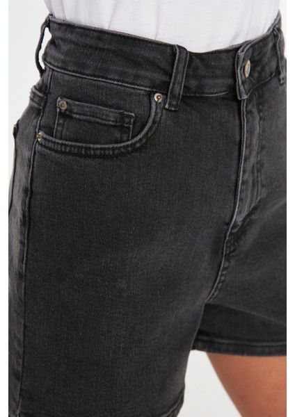 Shopeonly antrasit Yüksek Bel Denim Şort fırsatları