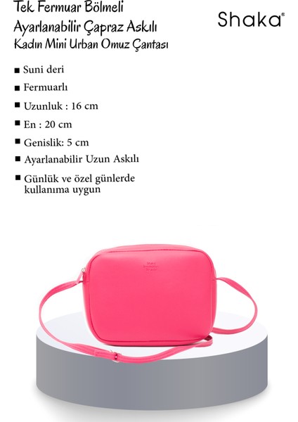 Fuşya U23 Suni Deri ,tek Bölmeli, Fermuarlı,süet Iç Kumaş, Ayarlanabilir Askılı, Mini Urban Omuz Çantası modelleri