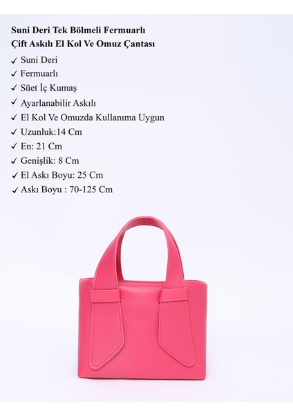 Fuşya SHK60 Suni Deri, Tek Bölmeli, Fermuarlı, Ayarlanabilir Askılı, El, Kol Ve Omuz Çantası modelleri