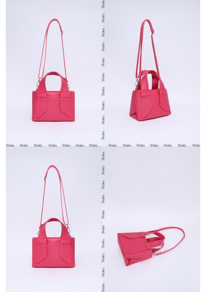Fuşya SHK60 Suni Deri, Tek Bölmeli, Fermuarlı, Ayarlanabilir Askılı, El, Kol Ve Omuz Çantası
