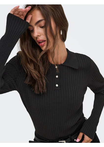 Onlelisa L/s Rib Siyah Kadın Bluz 15355354 indirimleri