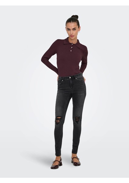 Onlelisa L/s Rib Bordo Kadın Bluz 15355354