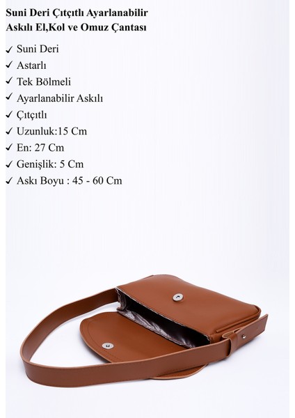 Taba Shk150 Suni Deri Astarlı Çıtçıtlı Ayarlanabilir Askılı El, Kol ve Omuz Çantası modelleri
