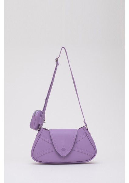 Lila Shk96 Suni Deri Tek Bölmeli Cüzdanlı Kol ve Omuz Çantası