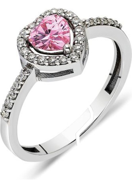 Zirkon Taşlı Pembe Lotus Çiçeği Model Kadın Kolye ve Kalp Yüzük Set (Kutulu) fırsatları